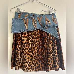 RARE Passion Voyage Leopard & Jean Skirt-Small